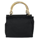 PRADA Hand Bag Nylon Black Gold Auth yk19626-2