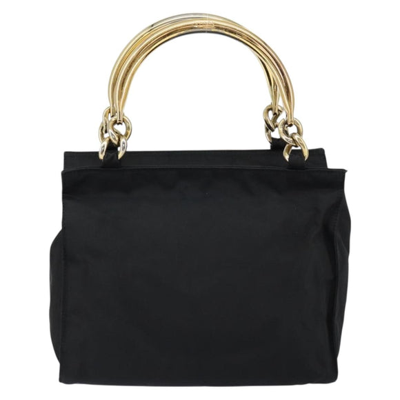 PRADA Hand Bag Nylon Black Gold Auth yk19626