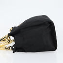 PRADA Hand Bag Nylon Black Gold Auth yk19626-4
