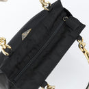 PRADA Hand Bag Nylon Black Gold Auth yk19626-6
