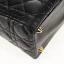 Christian Dior Canage Hand Bag Lamb Skin Black Gold Auth yk19627V-12