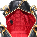 Christian Dior Canage Hand Bag Lamb Skin Black Gold Auth yk19627V-18