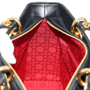 Christian Dior Canage Hand Bag Lamb Skin Black Gold Auth yk19627V-19