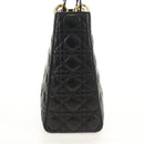Christian Dior Canage Hand Bag Lamb Skin Black Gold Auth yk19627V-5