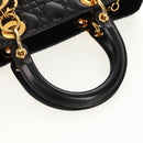 Christian Dior Canage Hand Bag Lamb Skin Black Gold Auth yk19627V-7