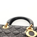 Christian Dior Canage Hand Bag Lamb Skin Black Gold Auth yk19627V-8