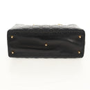 Christian Dior Canage Hand Bag Lamb Skin Black Gold Auth yk19627V-9