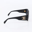 CHANEL Sunglasses Plastic Black CC Auth yk19628-4