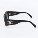 CHANEL Sunglasses Plastic Black CC Auth yk19628-5