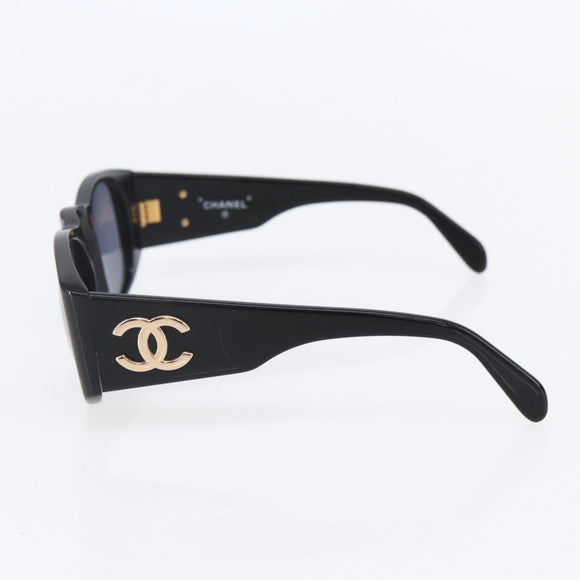CHANEL Sunglasses Plastic Black CC Auth yk19628