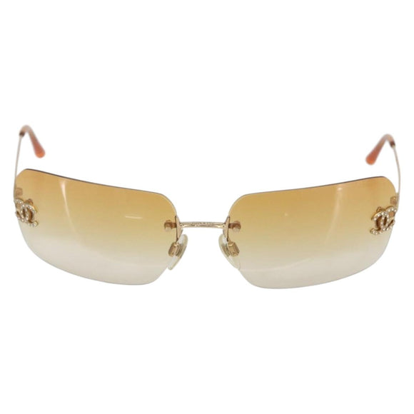 CHANEL Sunglasses metal Orange CC Auth yk19634V