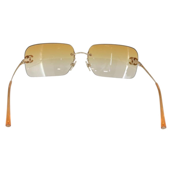 CHANEL Sunglasses metal Orange CC Auth yk19634V