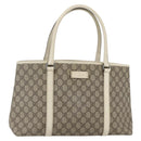 GUCCI GG Supreme Tote Bag PVC Beige Silver 114595 Auth yk19636-1
