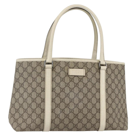 GUCCI GG Supreme Tote Bag PVC Beige Silver 114595 Auth yk19636