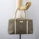 GUCCI GG Supreme Tote Bag PVC Beige Silver 114595 Auth yk19636-22