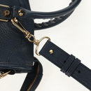 BALENCIAGA Metallic Edge City Hand Bag Leather Navy Gold 432831 Auth yk19642M-16