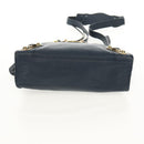 BALENCIAGA Metallic Edge City Hand Bag Leather Navy Gold 432831 Auth yk19642M-5