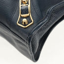 BALENCIAGA Metallic Edge City Hand Bag Leather Navy Gold 432831 Auth yk19642M-18