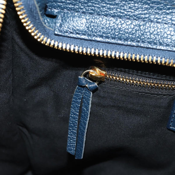 BALENCIAGA Metallic Edge City Hand Bag Leather Navy Gold 432831 Auth yk19642M