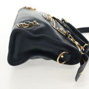 BALENCIAGA Metallic Edge City Hand Bag Leather Navy Gold 432831 Auth yk19642M-4