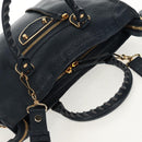 BALENCIAGA Metallic Edge City Hand Bag Leather Navy Gold 432831 Auth yk19642M-6