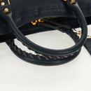 BALENCIAGA Metallic Edge City Hand Bag Leather Navy Gold 432831 Auth yk19642M-7