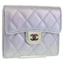 CHANEL Matelasse Gradient Compact Wallet Lamb Skin Purple CC Auth yk19643M-2