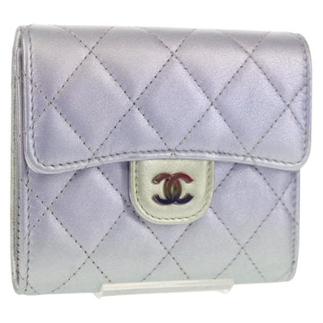 CHANEL Matelasse Gradient Compact Wallet Lamb Skin Purple CC Auth yk19643M - 0