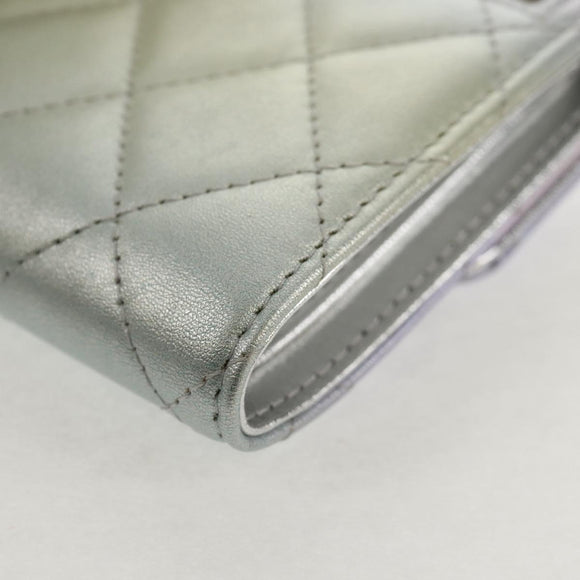 CHANEL Matelasse Gradient Compact Wallet Lamb Skin Purple CC Auth yk19643M