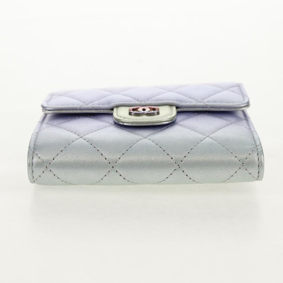 CHANEL Matelasse Gradient Compact Wallet Lamb Skin Purple CC Auth yk19643M