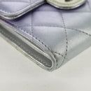 CHANEL Matelasse Gradient Compact Wallet Lamb Skin Purple CC Auth yk19643M-8