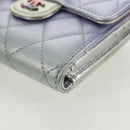 CHANEL Matelasse Gradient Compact Wallet Lamb Skin Purple CC Auth yk19643M-9