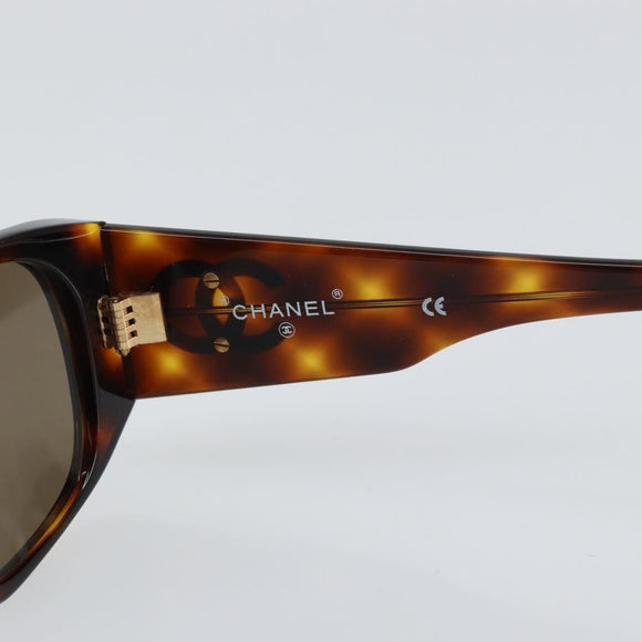 CHANEL Sunglasses plastic Brown CC Auth yk19645V