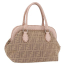 FENDI Celeria Zucca Canvas Hand Bag Beige Silver Auth yk19646V-1