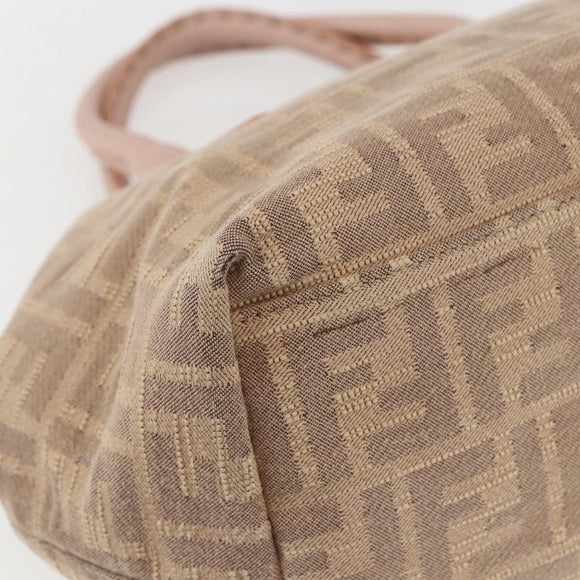 FENDI Celeria Zucca Canvas Hand Bag Beige Silver Auth yk19646V