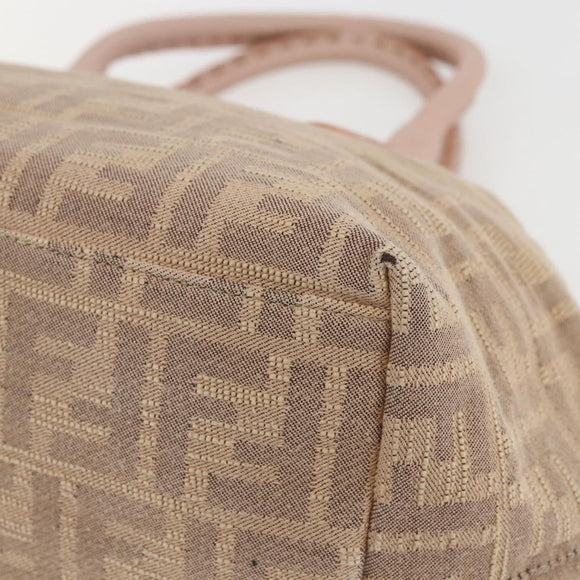 FENDI Celeria Zucca Canvas Hand Bag Beige Silver Auth yk19646V
