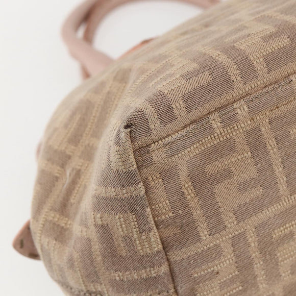 FENDI Celeria Zucca Canvas Hand Bag Beige Silver Auth yk19646V