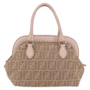 FENDI Celeria Zucca Canvas Hand Bag Beige Silver Auth yk19646V-13