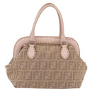 FENDI Celeria Zucca Canvas Hand Bag Beige Silver Auth yk19646V-2
