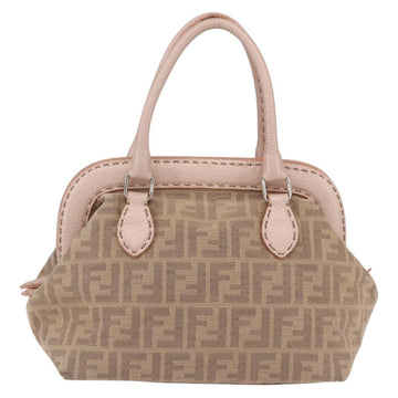 FENDI Celeria Zucca Canvas Hand Bag Beige Silver Auth yk19646V - 0