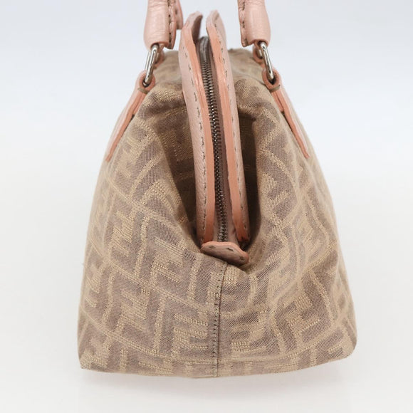FENDI Celeria Zucca Canvas Hand Bag Beige Silver Auth yk19646V