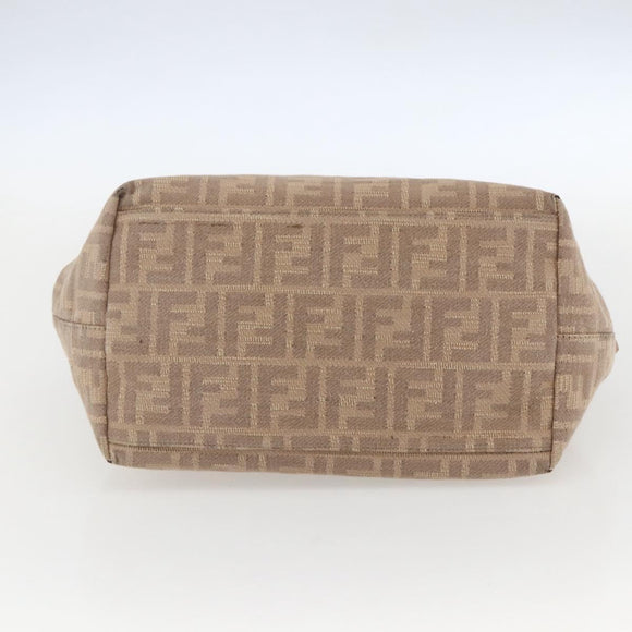 FENDI Celeria Zucca Canvas Hand Bag Beige Silver Auth yk19646V