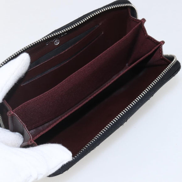 CHANEL Matelasse Coin Purse Lamb Skin Black Silver CC Auth yk19647