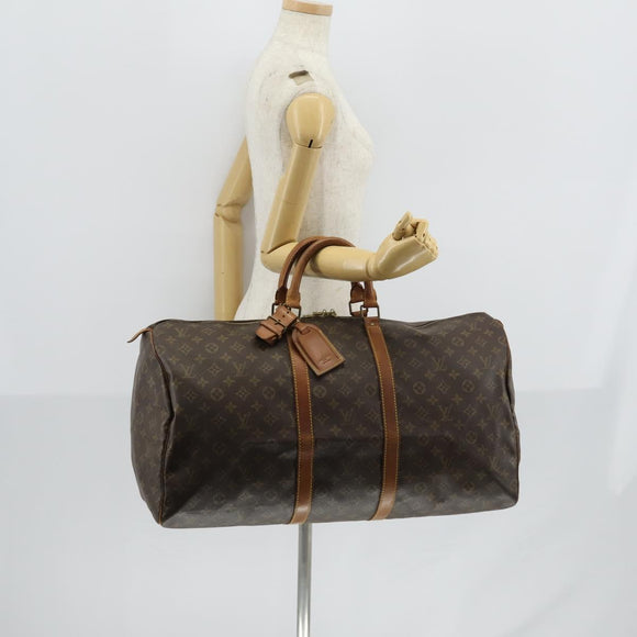 LOUIS VUITTON Monogram Keepall 55 Boston Bag M41424 LV Auth yk19654