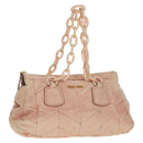 Miu Miu Chain Hand Bag Leather plastic 2way Pink Gold Auth yk19659-1