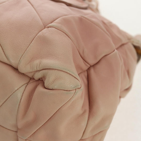 Miu Miu Chain Hand Bag Leather plastic 2way Pink Gold Auth yk19659