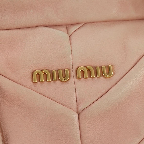 Miu Miu Chain Hand Bag Leather plastic 2way Pink Gold Auth yk19659