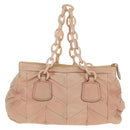 Miu Miu Chain Hand Bag Leather plastic 2way Pink Gold Auth yk19659-2