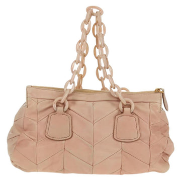 Miu Miu Chain Hand Bag Leather plastic 2way Pink Gold Auth yk19659 - 0