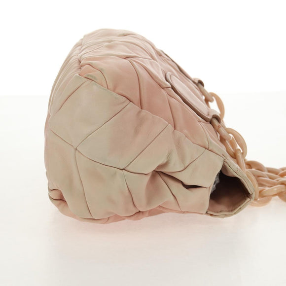 Miu Miu Chain Hand Bag Leather plastic 2way Pink Gold Auth yk19659